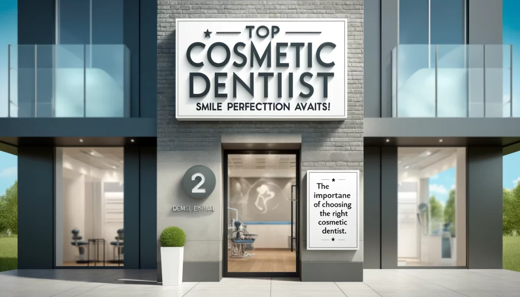 Entrance of a top cosmetic dental clinic with inviting signs.